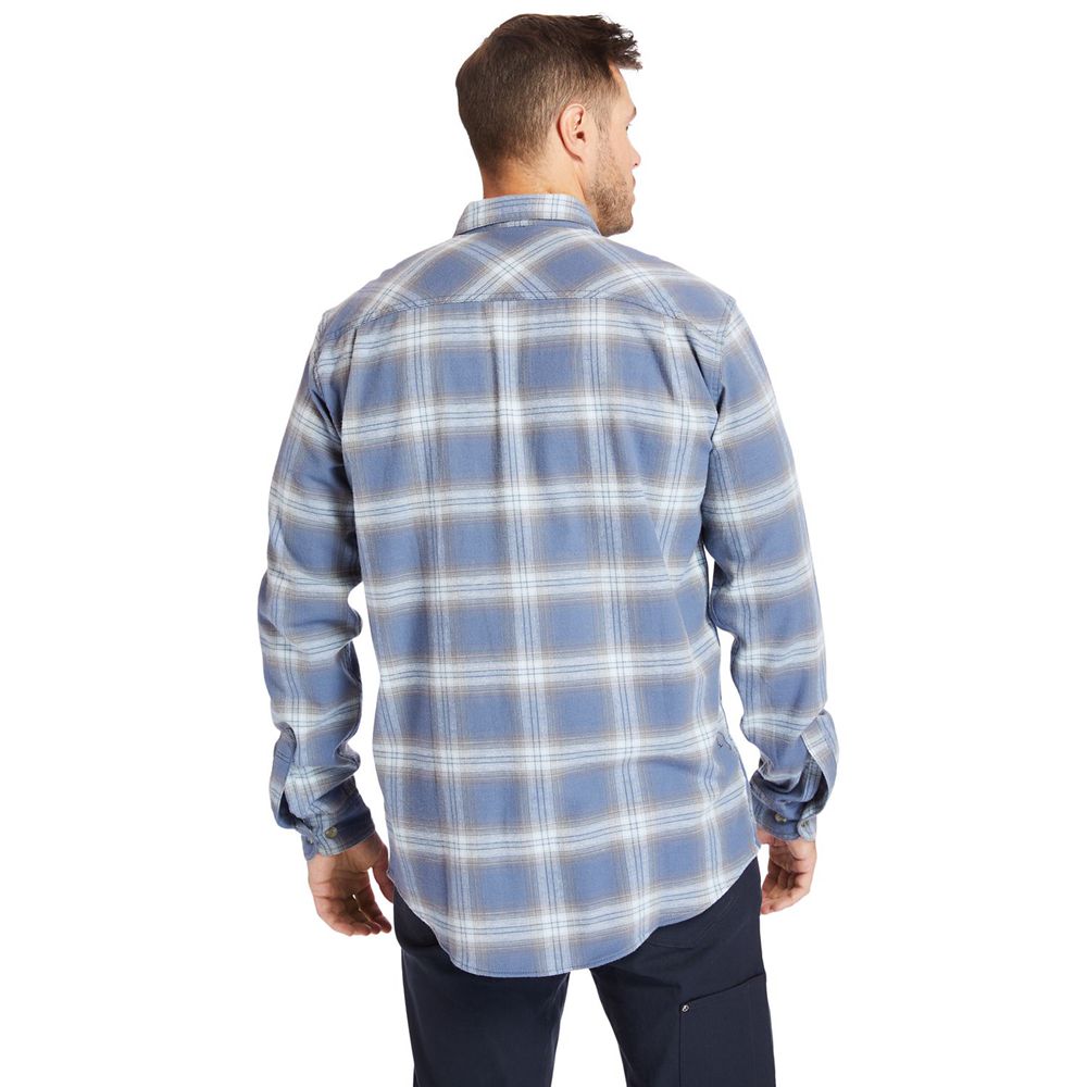 Camasi Timberland Barbati Albastri - Pro® Big & Tall Woodfort Flex Flannel Work - Romania - WHLQXB05